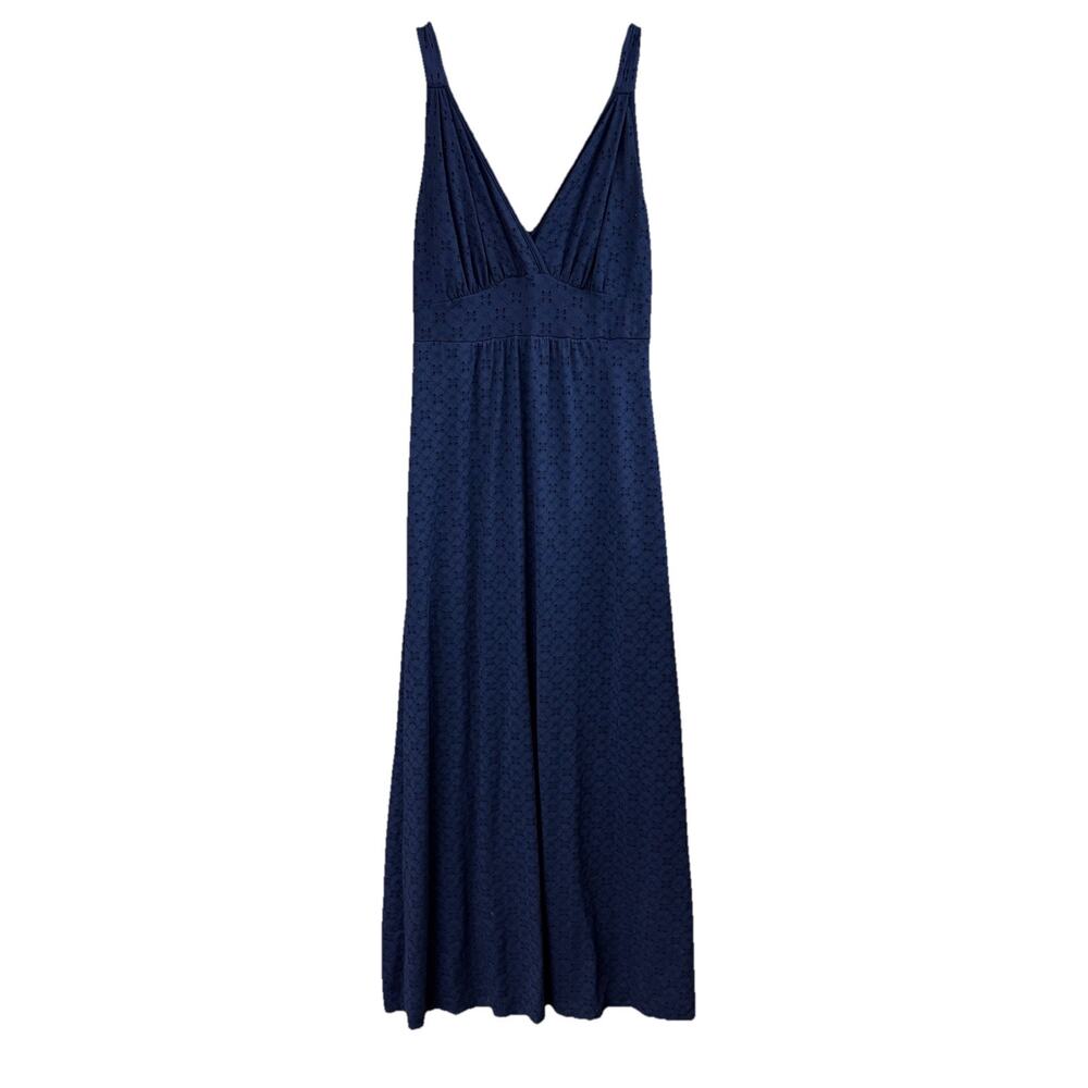 Loveappella Cordelia Eyelet Knit Maxi Dress Navy Blue Size XL Stitch Fix V-Neck